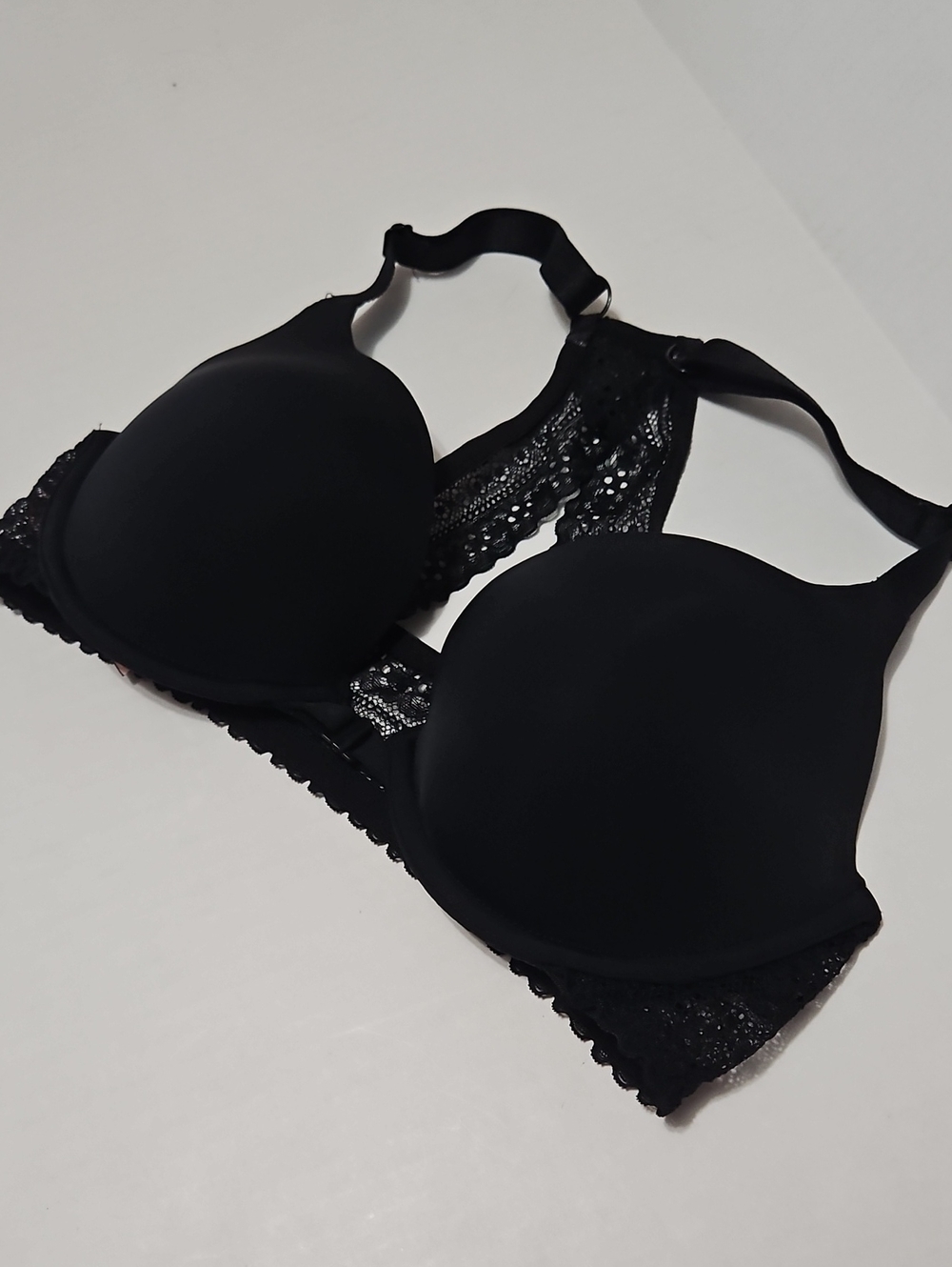 Dobreva Front Closure Push Up Black Lace-Back T-Shirt Bra - Size 32D